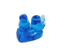 Vintage Signed Blue Bird of Happiness Glass Birds On Heart Leo Ward 1997