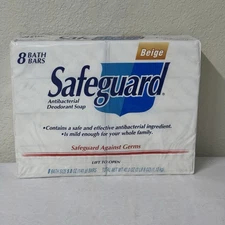 Vintage 1995 Safeguard Beige Antibacterial Deodorant Soap 8-Bar Bundle 5oz Each