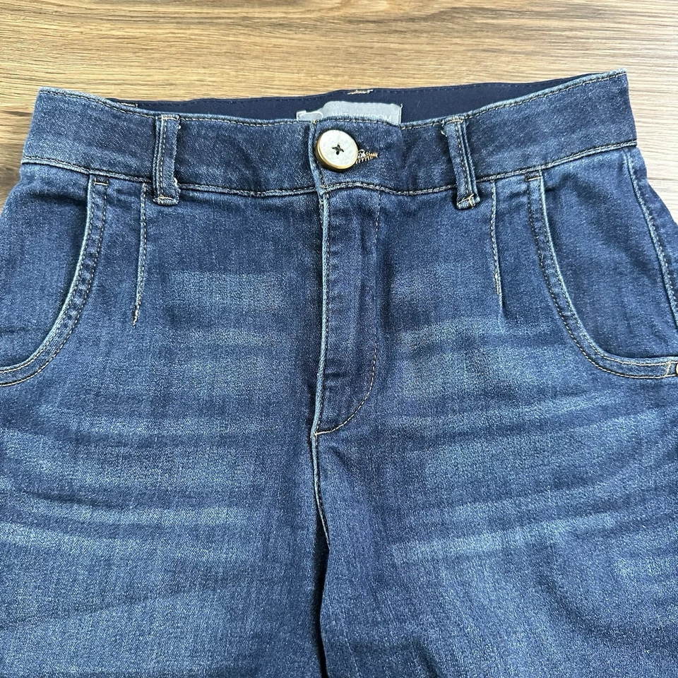 Pantalones de mezclilla Wit Wisdom Whitney Skyrise pierna ancha talla 4 Absolution plisado elástico Foto 2 de 4