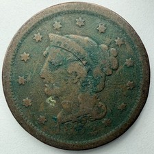 1852 Braided Hair Large Cent Fine Details Early American Copper