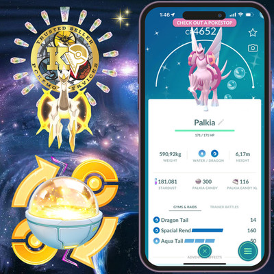 P.T.CentraI Trade GO  Shiny Palkia Origin Lv 50 3Movesets Spacial Rend Digital 