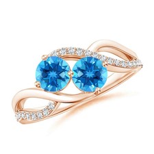 Swiss Blue Topaz Gemstone Solitaire with Accents Ring Jewelry 925 Silver