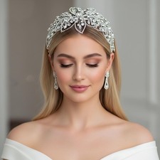 Fashion Bridal Rhinestone Leaf Headband Wedding Hair Accessories Womens Gift