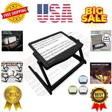 Patented 5X Large LED Page Magnifier with Detachable Stand  Eye Caring 3 Col...