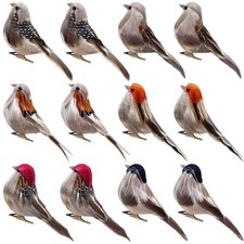 12Pcs Realistic Artificial Bird Figurines For Home Christmas Decor