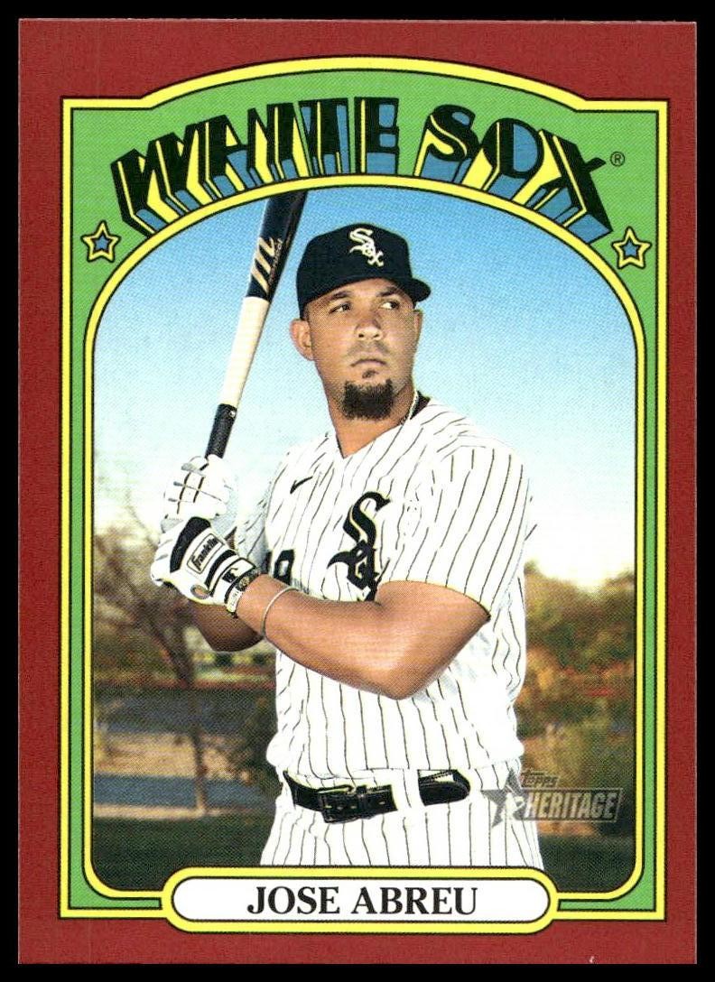 2021 Topps Heritage Baseball #144 Jose Abreu Red Border Parallel White Sox