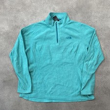 The North Face Fleece Jumper Womens Large Quarter Zip Jumper, Green Blue