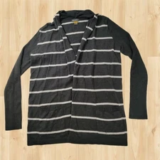 Eddie Bauer エディー・バウアー グレーストライプメリノウールショールシュラッグセーター 女性サイズ 中くらい 