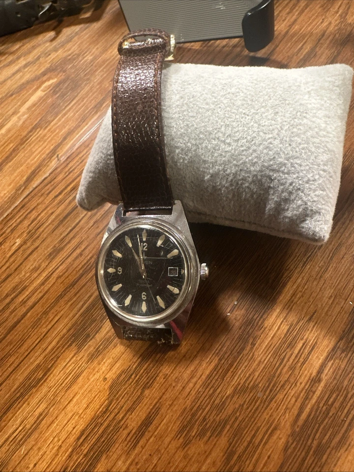 Vintage Rare 1950s Buren Diver Mens Watch Glow Mechanical 17 Jewel Black Dial - Image 4 of 4