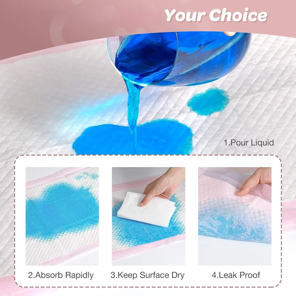 Paquete de 100 almohadillas cambiadoras desechables para bebés almohadillas para cambiar pañales debajo de las almohadillas Foto 3 de 4