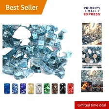 Reflective Aqua Blue Fire Glass for Fire Pits – 20 lbs Tempered Safety 1/2 Inch