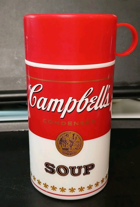 Vintage 1998 Campbell's Soup Thermos Plastic Can Tainer Collectable