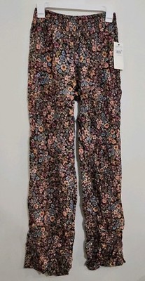 O'Neill Women's Elastic Waist Floral Pants Regular Black Multicolor