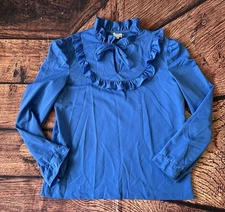 Vintage Stylecraft Blue Ruffled Women's Top Size 36