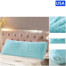 Stylish Aqua Faux Fur Body Pillow Cover 21"x54" - Easy Care & Luxe Feel