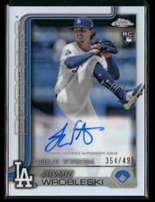 2025 Topps Chrome Update JUSTIN WROBLESKI #CRDA-JW AUTO Refractor /499 Dodgers