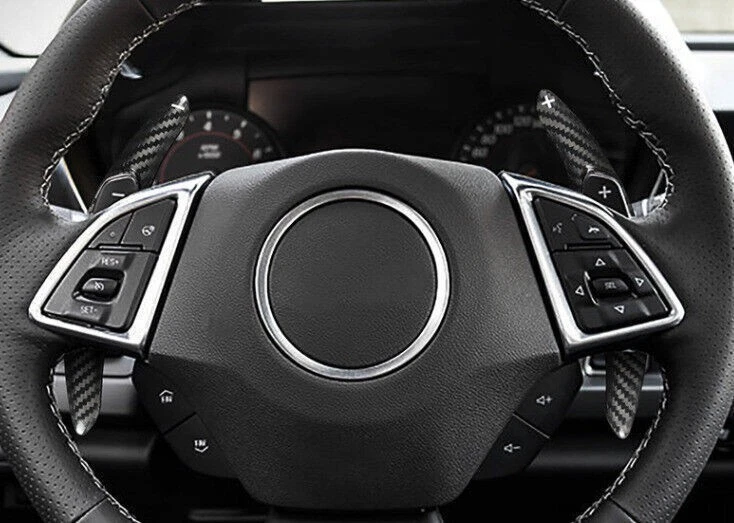 Palanca de cambios de fibra de carbono seca para volante Chevrolet Camaro 16-21 Foto 2 de 4