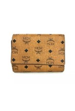 MCM Logo Visetos Leather Trifold Wallet Brown/2BA3126