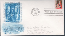 1966 Artcraft FDC USPS #1321 5c Christmas Madona & Child - Addressed ST3575