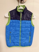Kids L.L.Bean Packaway Primaloft Puffer Vest Boys size 8 Blue Colorblock Outdoor