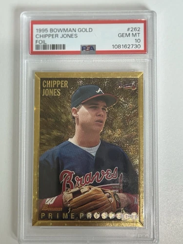 1995 Bowman Gold #262 Chipper Jones Prime Prospect Foil PSA 10 Rookie RC