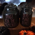 Rae Dunn Fangs for the Memories and Dead Man's Bones Halloween Canister