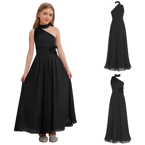 Mädchen Festliches Kleid Lange Brautjungfernkleider Chiffon Hochzeits Outfits - Picture 27 of 121
