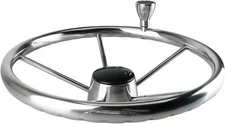 5 Spoke 13-1/2 Inch Boat Steering Wheel w/ Knob Destroyer Style Stainless Steel