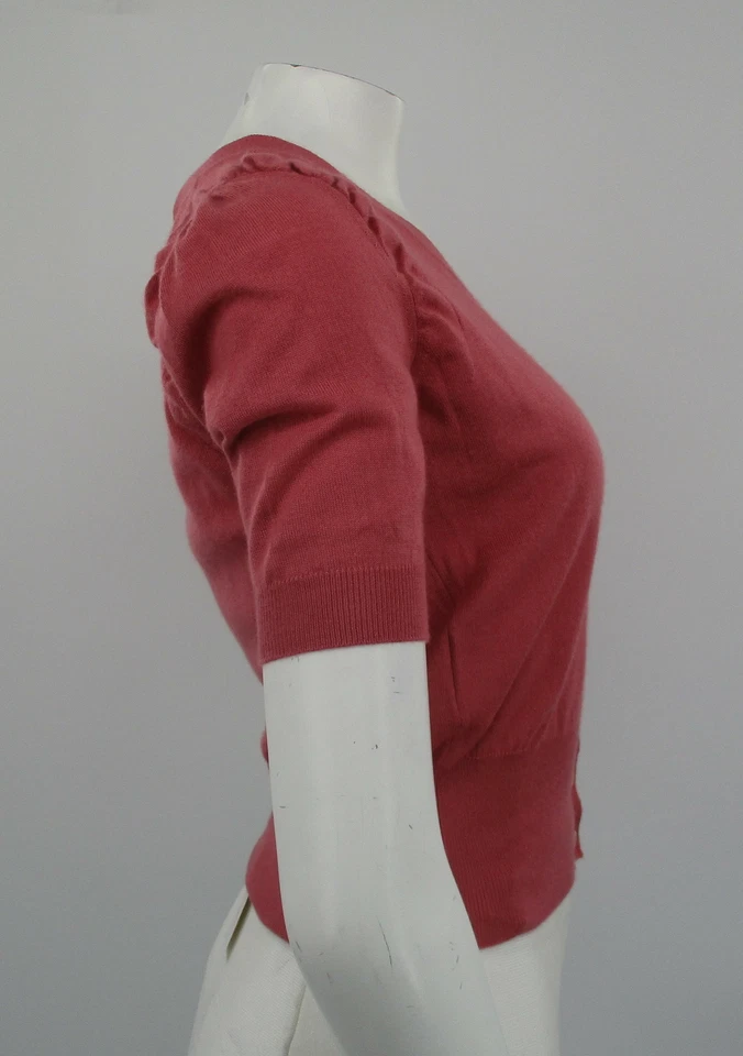 Prada Fuchsia pink Cropped Button up Short Sleeve Cardigan Size 38 - Image 2 of 4