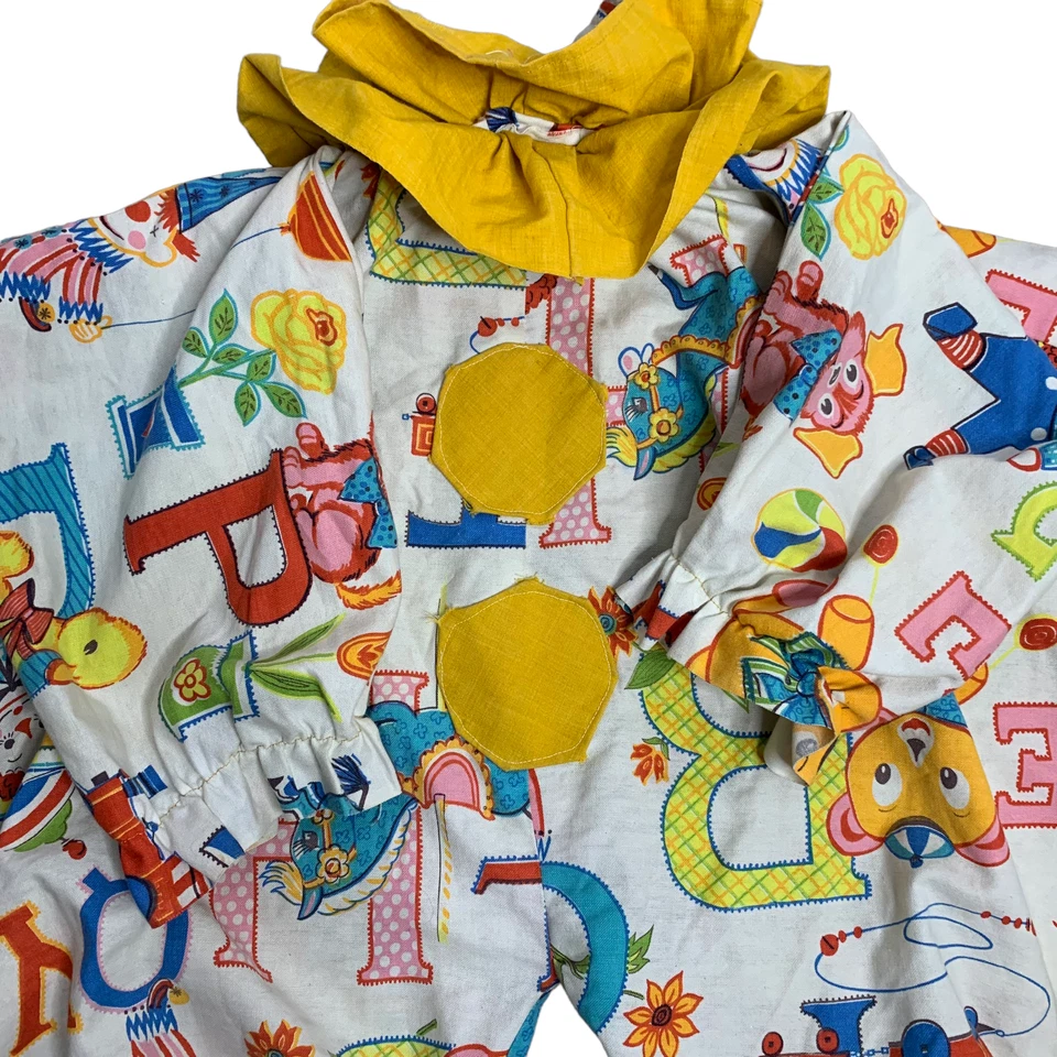 Vintage 70s Handmade Childs Clown Costume 6 Raggedy Ann Elastic Ruffle - Image 3 of 4