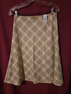 LOFT Outlet Midi Skirt Plaid Pattern Zipper Women's Size NWT