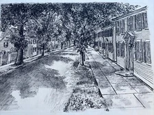 Jo Cain DRAWING ANTIQUE WPA KINGSTOWN RHODE ISLAND RARE REGIONALISM FAMOUS OLD