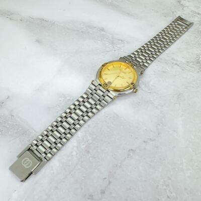 GUCCI 9000L 24mm Watch Quartz Womens Gold Dial Silver Old GUCCI 9000L 24mm Watch Quartz Womens Gold Dial Silver Old