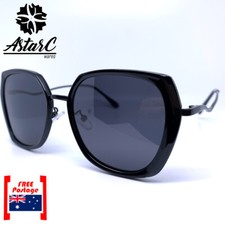 Black Square Metal Polarised Sunglasses Women/UV Protect - AstarC Wares