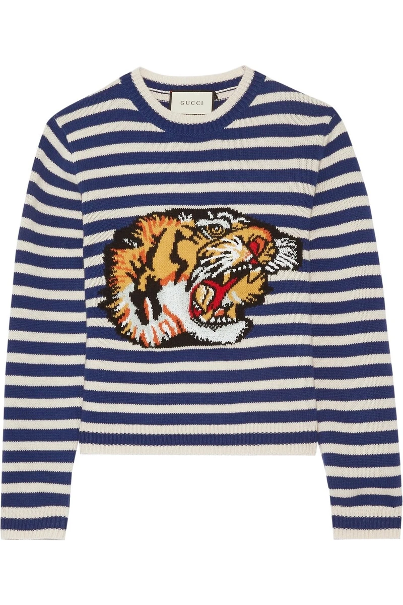 Gucci Intarsia Tiger Jumper in Green for Men