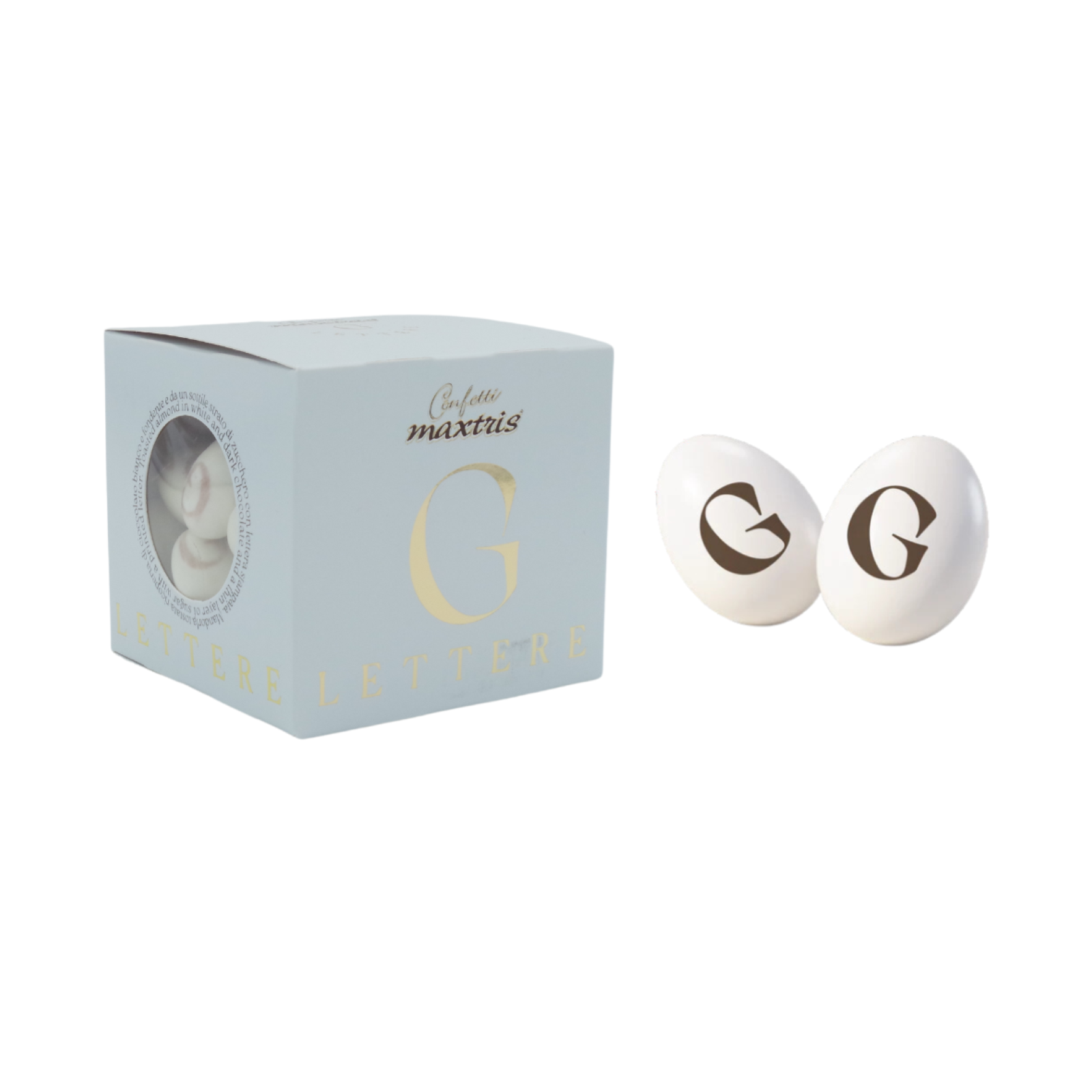 Confetti Maxtris Lettera G Ciocomandorla Colore Bianco 200 g Cioccolato Mandorla
