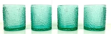 Set of (4) Elle Décor Bistro Rocks Croc Glasses 229805-4OFGR Green Glass
