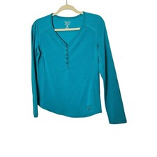 Mountain Hardwear Women's Long Sleeve Henley Shirt Size M Teal Breathable