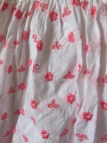 Justice Youth Size 14 A-Line Skirt White Pink Flower Embroidered Eyelet Lined - Picture 2 of 6