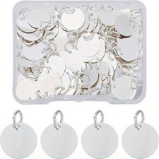 1box 100pcs Brass Blank Pendants 12mm Flat Round Stamping Tag Charms