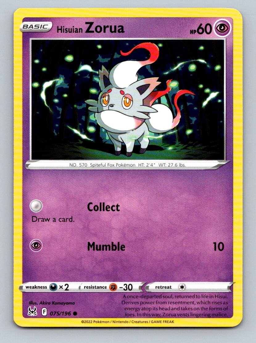 2022 Pokemon Card Lost Origin Hisuian Zorua 75/196