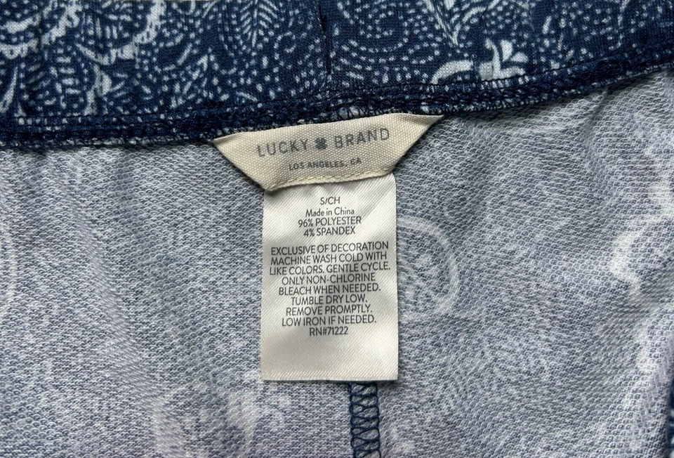 Lucky Brand Shorts Womens Small Soft Floral Navy Blue Drawstring - Image 4 of 4