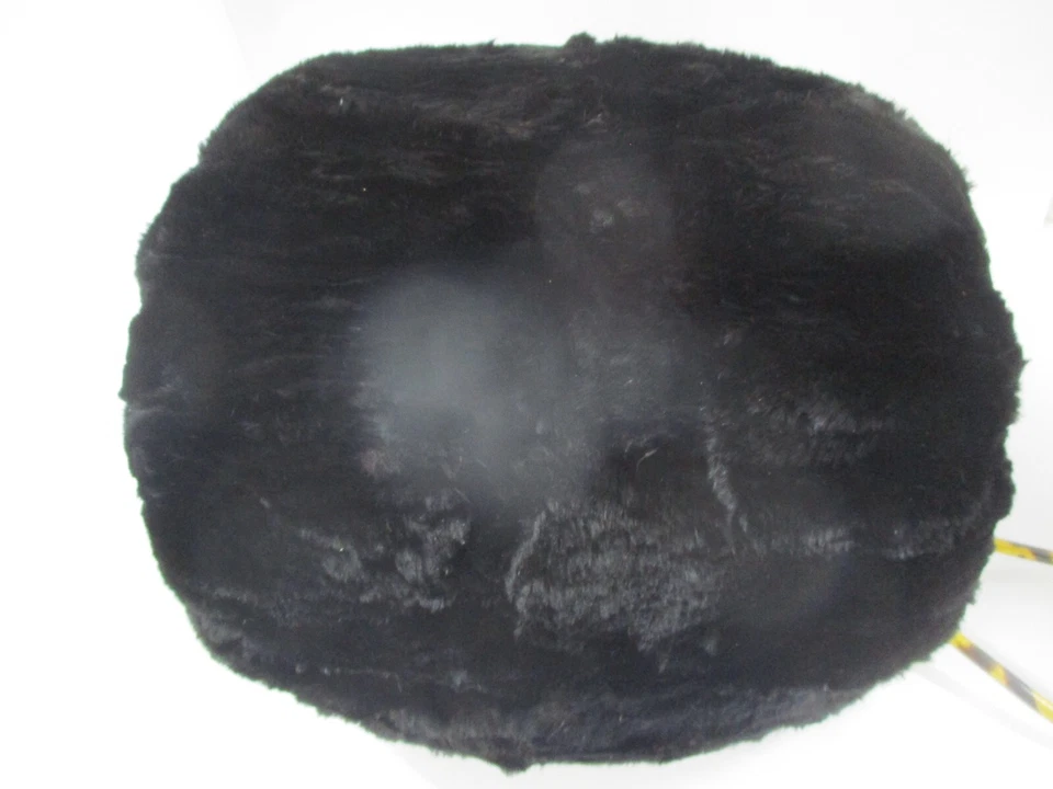 Manguito de piel negro calentador de manos forro satinado interior Foto 3 de 4