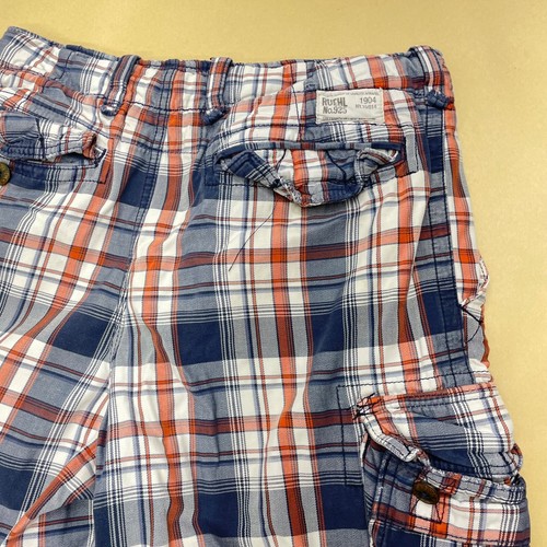 Ruehl No. 925 Mens Size 28 Heavy Cotton Distressed Button Fly Plaid Shorts Cargo - Picture 10 of 15