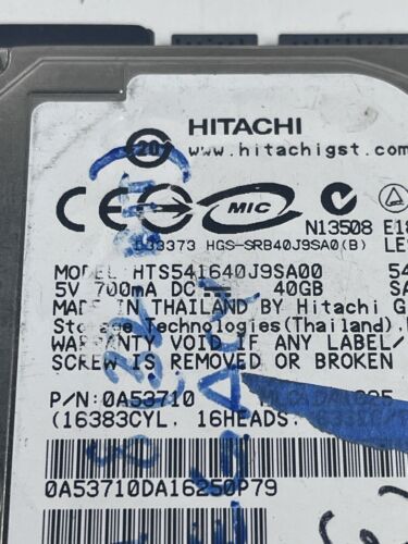 Hitachi HTS541640J9SA00 40GB SATA 2.5" Laptop Notebook Hard Drive - Picture 3 of 9