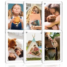6 Pack Acrylic Magnetic Photo Frame Double Sided Clear Fridge Picture Frame