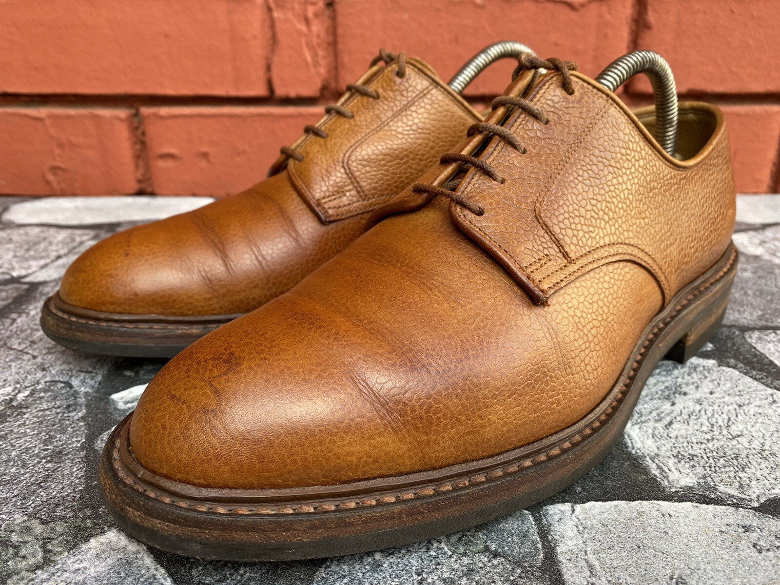 SAOLA Scarpe in pelle Crockett & Jones Grasmere scotch grana di ciottoli taglia UK 7 E US 8.