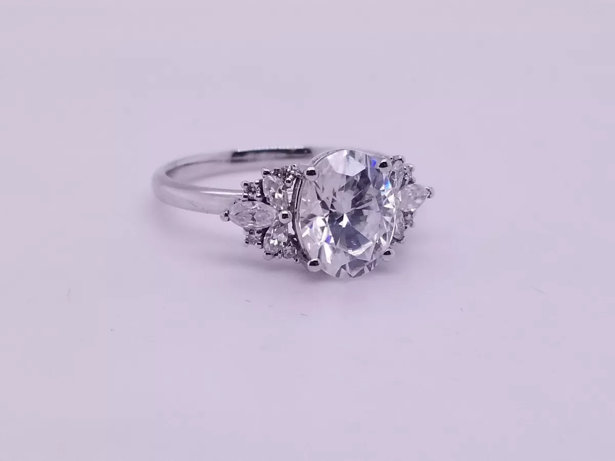 MW Galaxy 2ct Oval Cut Moissanite Engagement Ring 14K White Gold