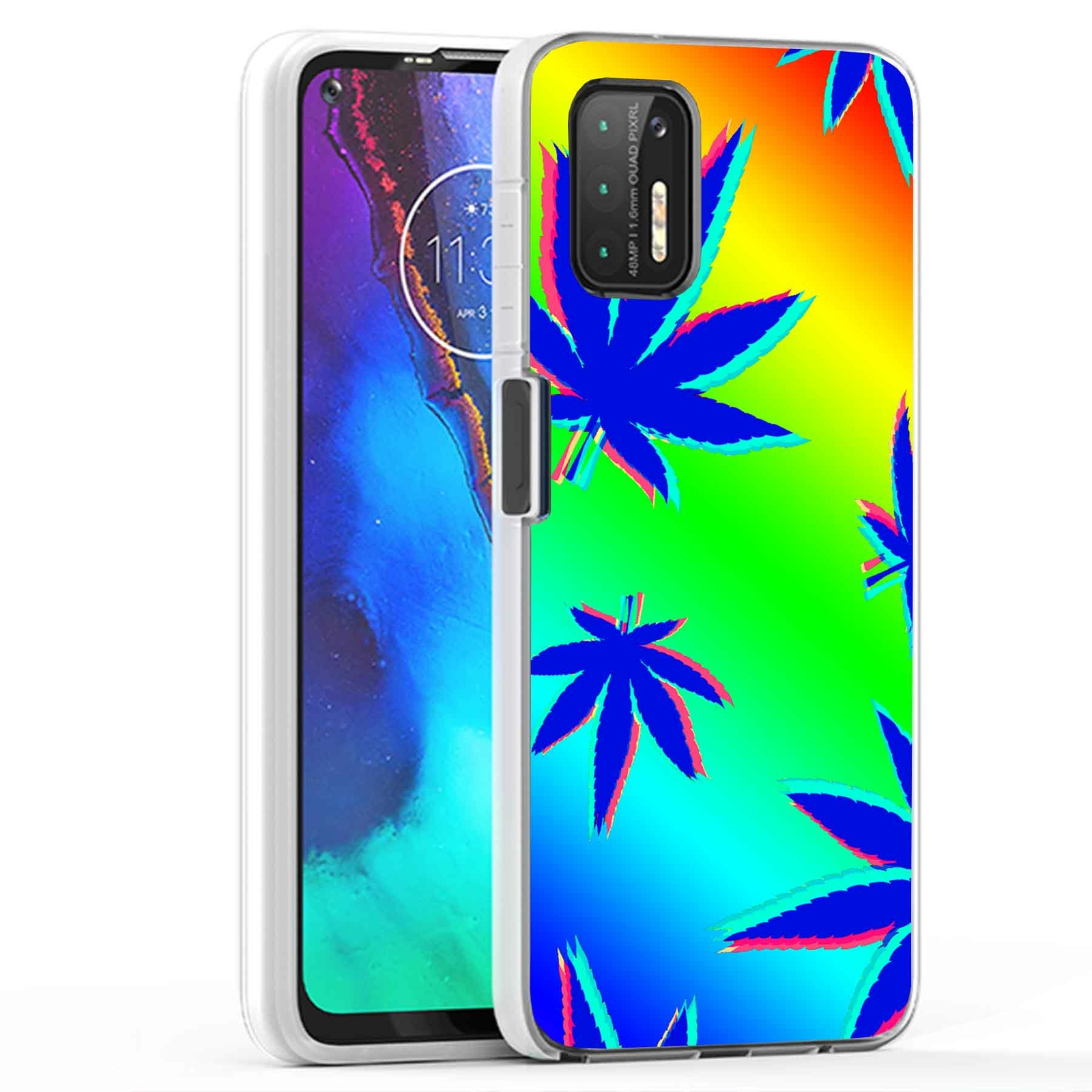 Phone Case Cover for Motorola Moto G Stylus 2021,Rainbow Marijuana Print, USA