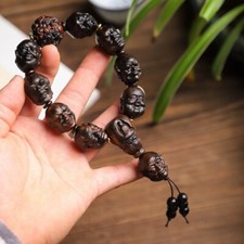 Natural Agarwood Prayer Beads Eighteen Arhats Carving Men Woman Buddha Bracelet